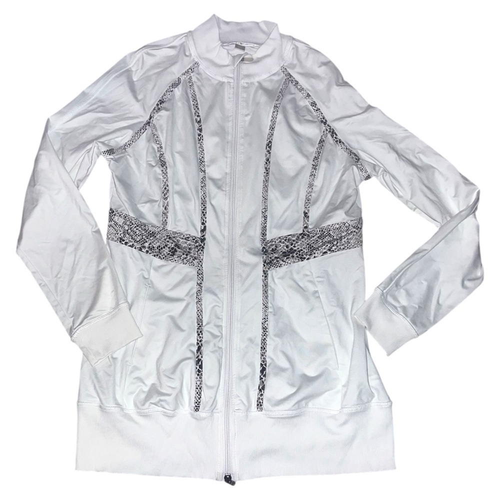Boston Proper Snakeskin Patterned Athletic Zip-Up Jacket